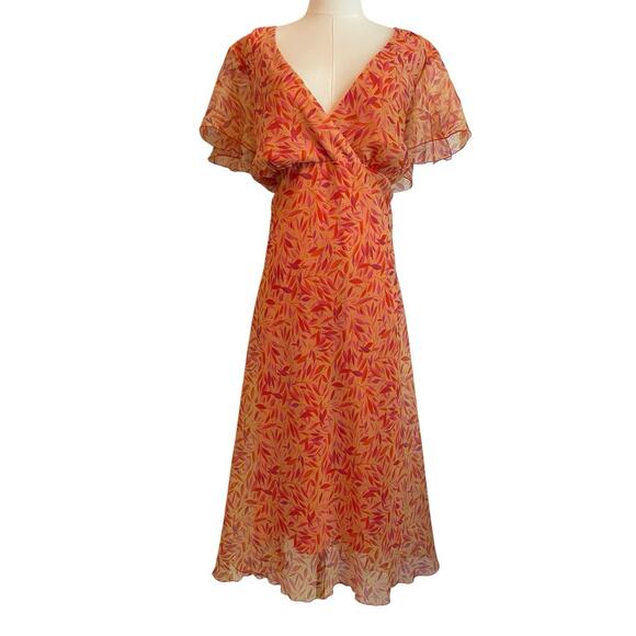 Johnathan Martin Woman Dress Size 24W Babydoll Floral Fairy Flowy Ruffle Midi - Picture 3 of 9